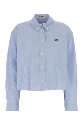 Miu Miu Light Blue Regular Stripes Shirt