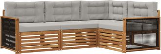 vidaXL Conjunto De Sof&aacute;s De Exterior 4 Uds. Natural Y Gris Claro Vidaxl