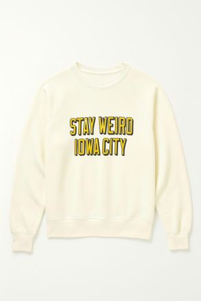 The Original Retro Brand Unisex Stay Weird Iowa City Full Length Sweatshirt In Antique White