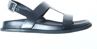 Guglielmo Rotta Platte sandalen - Dames - Sandalen - Zwart - 40 EU - Leer - Schoenen