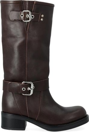 Max Mara Wkaaddobbo Biker Boot - Dames - Hoge Laarzen - Bruin - 41 EU - Leer - Schoenen