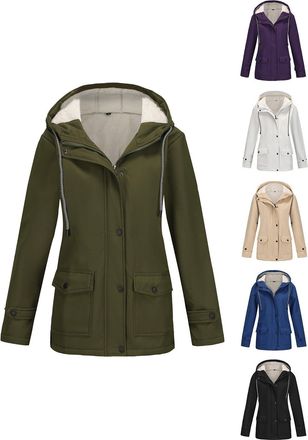 Generic Womens Waterproof Jacket - WomenS Outdoor Fleece Jackets, Comfortable Termal Jackets Casual Windbreaker Jacket With Pockets Slimming Softshell Coat Fa