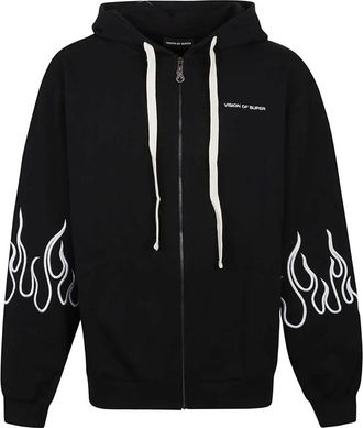 Vision Of Super Zwarte Vlam Hoodie - Heren - Vesten met rits - Zwart - XL - Hoodies & sweatvesten