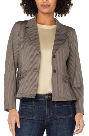 Liverpool L.A. Peplum Blazer Jacket Womens Camel Sand Stripe GBO4066