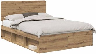 vidaXL Estructura De Cama Con Cabecera Roble Artesanal 150 X 200 Cm Vidaxl