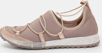Jimmy Choo London Old Rose/rose Gold Mesh And Leather Trims Andrea Mesh Slip-On Sneakers