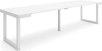 Skraut Home Consolle allungabile, Tavolo consolle allungabile, 300, Per 14 persone, Gambe in legno, Stile moderno, Bianco - Skraut Home