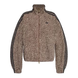 adidas Originals Adidas Originals, Zip-throughs, female, Brown, Size: XL Animal Print Sweatshirt
