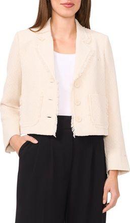 Halogen Fringe Detail Tweed Jacket in Almond Milk at Nordstrom Rack, Size Medium