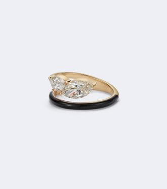 Kamyen Jewellery Emily 18kt gold and enamel ring with diamonds