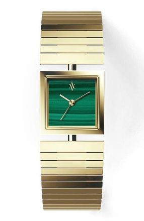 Vanna Linea Gemstone Watch in Malachite-Gold at Nordstrom