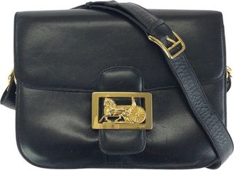 Celine Celine Black Calfskin Horse Carriage Shoulder Bag (Authentic Pre-Loved)