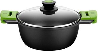 Bra Casseruola Prior con coperchio in vetro e manici in silicone, 32 cm, Nero (schwarz)