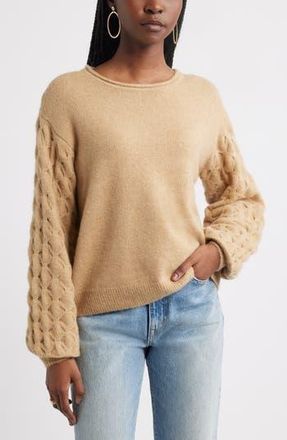 Treasure & Bond Honeycomb Sleeve Sweater in Beige Sand at Nordstrom Rack, Size Xx-Large