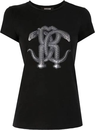 Roberto Cavalli Mirror Snake Cotton T-Shirt, Brand Size 44 ( US Size 10 )