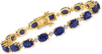 Ross-Simons Sapphire and. Diamond Bracelet in 18kt Gold Over Sterling