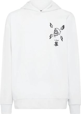 Philipp Plein Hoodie Sweatshirt Hexagon - Heren - Hoodies - Wit - M - Katoen - Hoodies & sweatvesten
