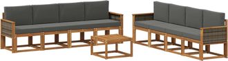 vidaXL Conjunto De Sof&aacute;s De Exterior 9 Uds. Natural Y Antracita Vidaxl