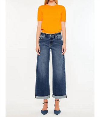 Kancan Rosie High Rise Wide Leg Jeans In Dark Wash