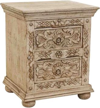 Wanderlust Deco Mesita de noche de madera artesanal 50 x 40 x 60h cm