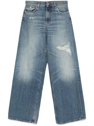 John Richmond distressed wide-leg jeans - women - Cotton - 32 - Blue