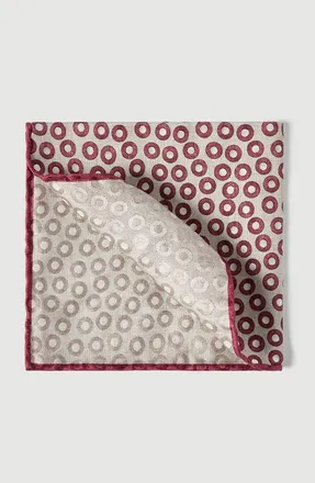 Brunello Cucinelli Spotted pattern silk pocket square in Grey at Nordstrom