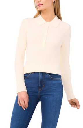 Ted Baker Jalia Rib Polo Sweater in Buttercream at Nordstrom, Size X-Small