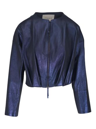 Lafayette 148 New York Stardust zipped leather jacket - Blue