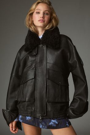 A Gold E Avril Oversized Leather Jacket