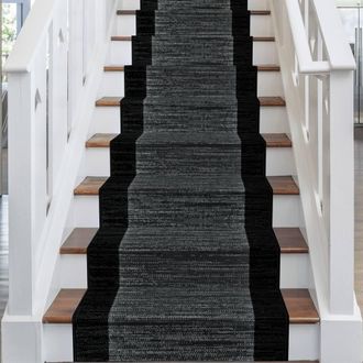 Runrug Stair Runner Carpet for Staircases - Soft & Comfy, 9mm - Morning Mist in Black | Size: 60 cm x 630 cm