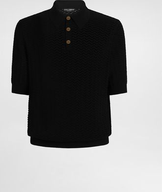 Dolce & Gabbana Polo Shirt In Perforated Cotton - Man Sweaters And Cardigans Black 48