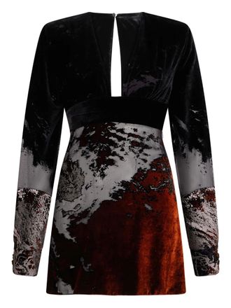 Roberto Cavalli long-sleeve print mini dress - Black