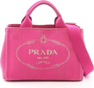 Prada Pink Canvas Handbag Tote Bag (Pre-Owned)