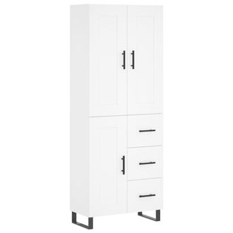 vidaXL Aparador Alto Madera Contrachapada Blanco 69,5x34x180 Cm Vidaxl