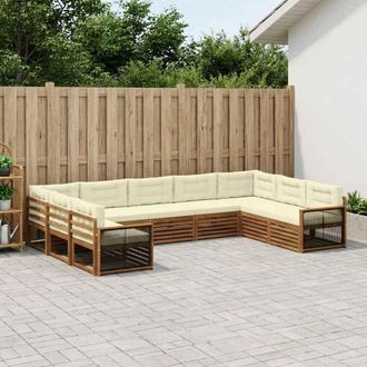 vidaXL Vidaxl Set Di Divani Da Esterno 9 Pz Naturale E Crema