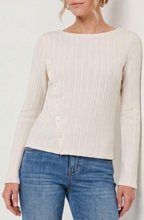 Liverpool L.A. Side Button Texture Top in Bone at Nordstrom, Size X-Large