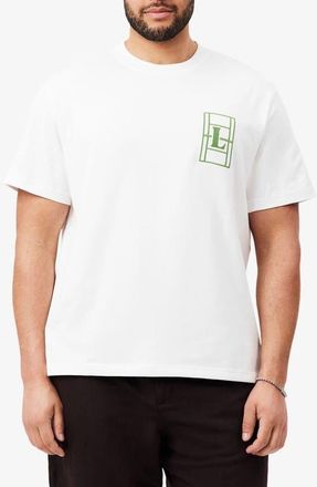 Lacoste Embroidered Court Logo Cotton T-Shirt in White at Nordstrom, Size 5