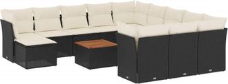 vidaXL Set De Sof&aacute;s De Jard&iacute;n Y Cojines 13 Pzas Rat&aacute;n Sint&eacute;tico Negro Vidaxl