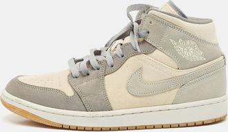 Air Jordan s Grey/beige Suede And Canvas Jordan 1 Mid Se Coconut Milk Particle Grey Sneakers