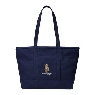 Ralph Lauren Shopping Bags, male, Blue, ONE SIZE, Bear Canvas Medium Tote