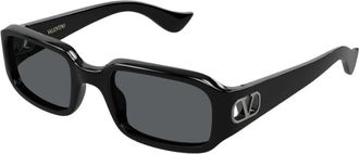 Valentino Rechthoekige zonnebril - Dames - Zonnebrillen - Zwart - 53 MM - Accessoires