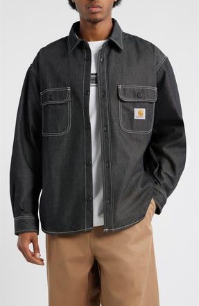 Carhartt Work in Progress Tigan Denim Shirt Jacket in Black (Rigid) at Nordstrom, Size X-Large