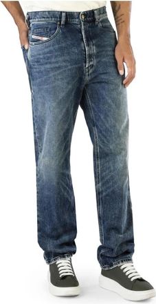 Diesel Straight Jeans, male, Blue, Size: W29 Solid Color Regular Straight Jeans