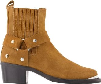 Anine Bing Schoenen, Dames, Bruin, 37 EU, Leer, Enkellaarsjes met middelhoge schacht
