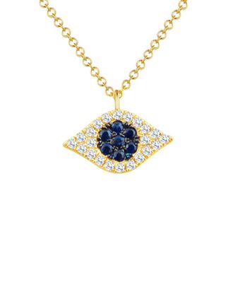 Sabrina Designs 14K 0.18 Ct. Tw. Diamond & Sapphire Evil Eye Necklace