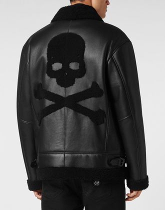 Philipp Plein Leren Jas Skull&Bones