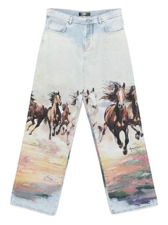 Amiri horse-print jeans - Blu