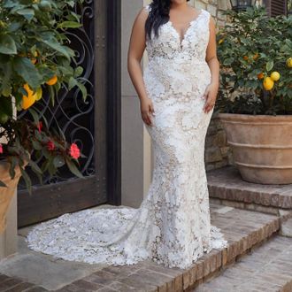 Casablanca Elisha Lace Wedding Dress In Ivory/blush