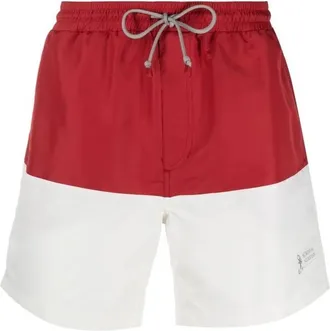 Brunello Cucinelli MenS Red And White Swim Shorts, Size S