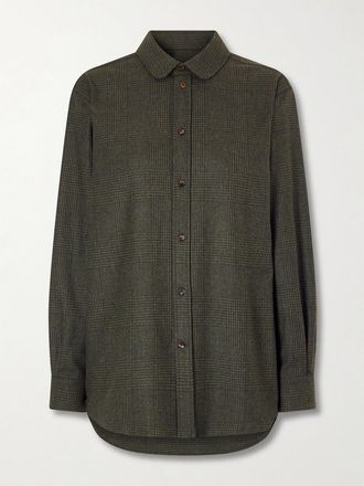Loro Piana Camicia In Flanella Di Misto Lana E Cashmere Principe Di Galles Thea Penny - Verde